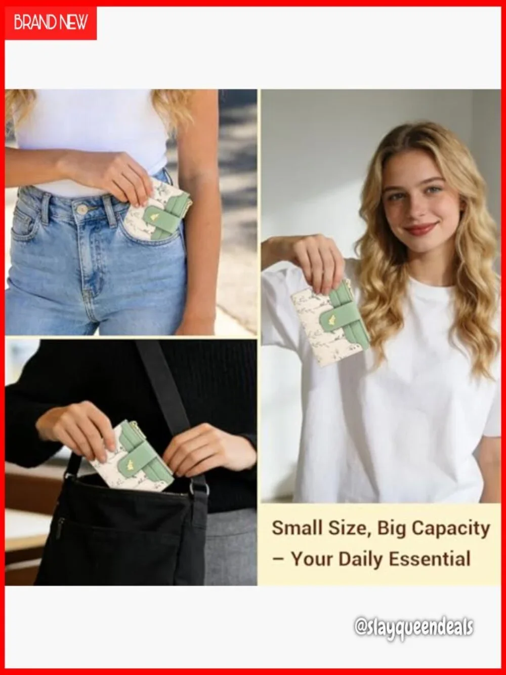 Compact RFID Blocking Bifold PU Leather Wallet with Coin Pocket
